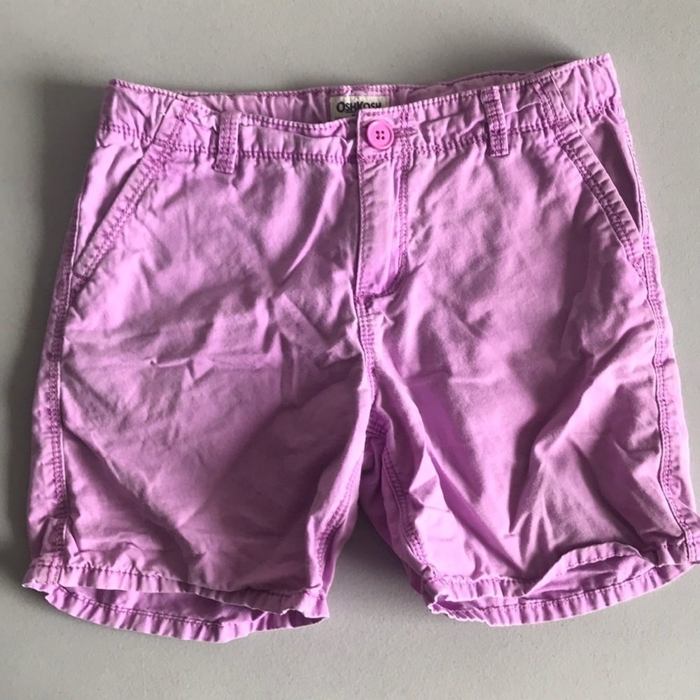 OSHKOSH b'gosh 100% cotton khaki chino girls lavender bermuda shorts size 8